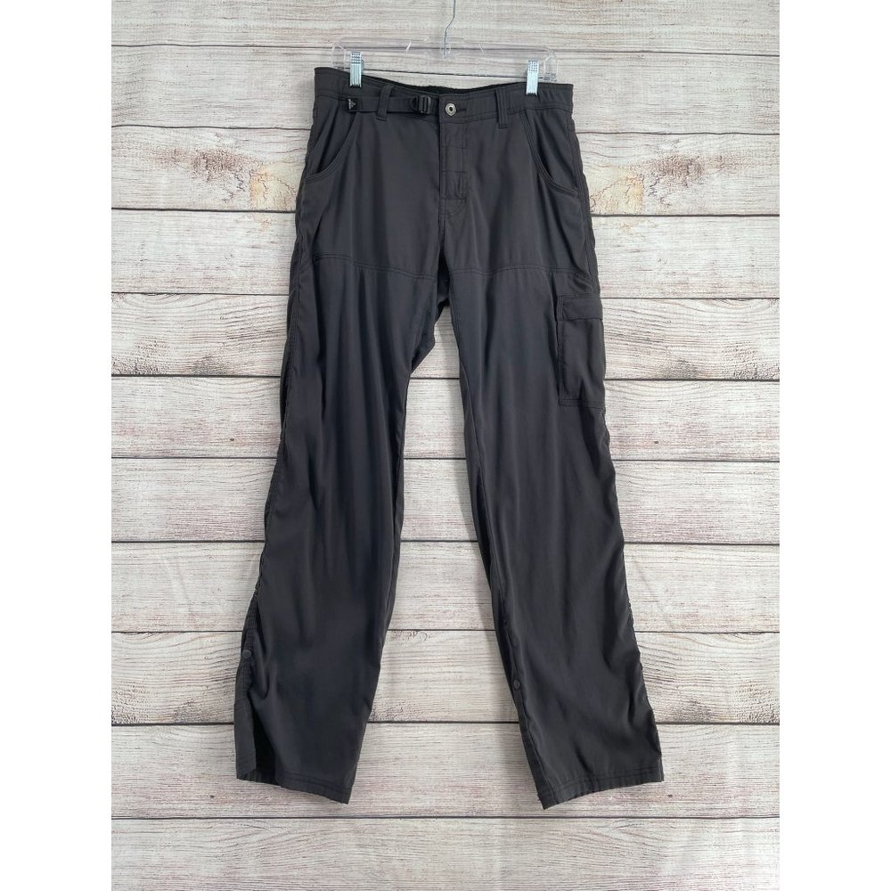 prAna Nylon Roll Tab Hem Outdoor Hiking Pants Men's Size 31x32 Dark Gray Belted